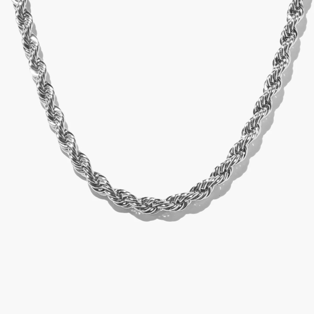 5mm Silver Beatrice Rope Chain Necklace*Unisex Necklace*Minimalist Simple Dainty